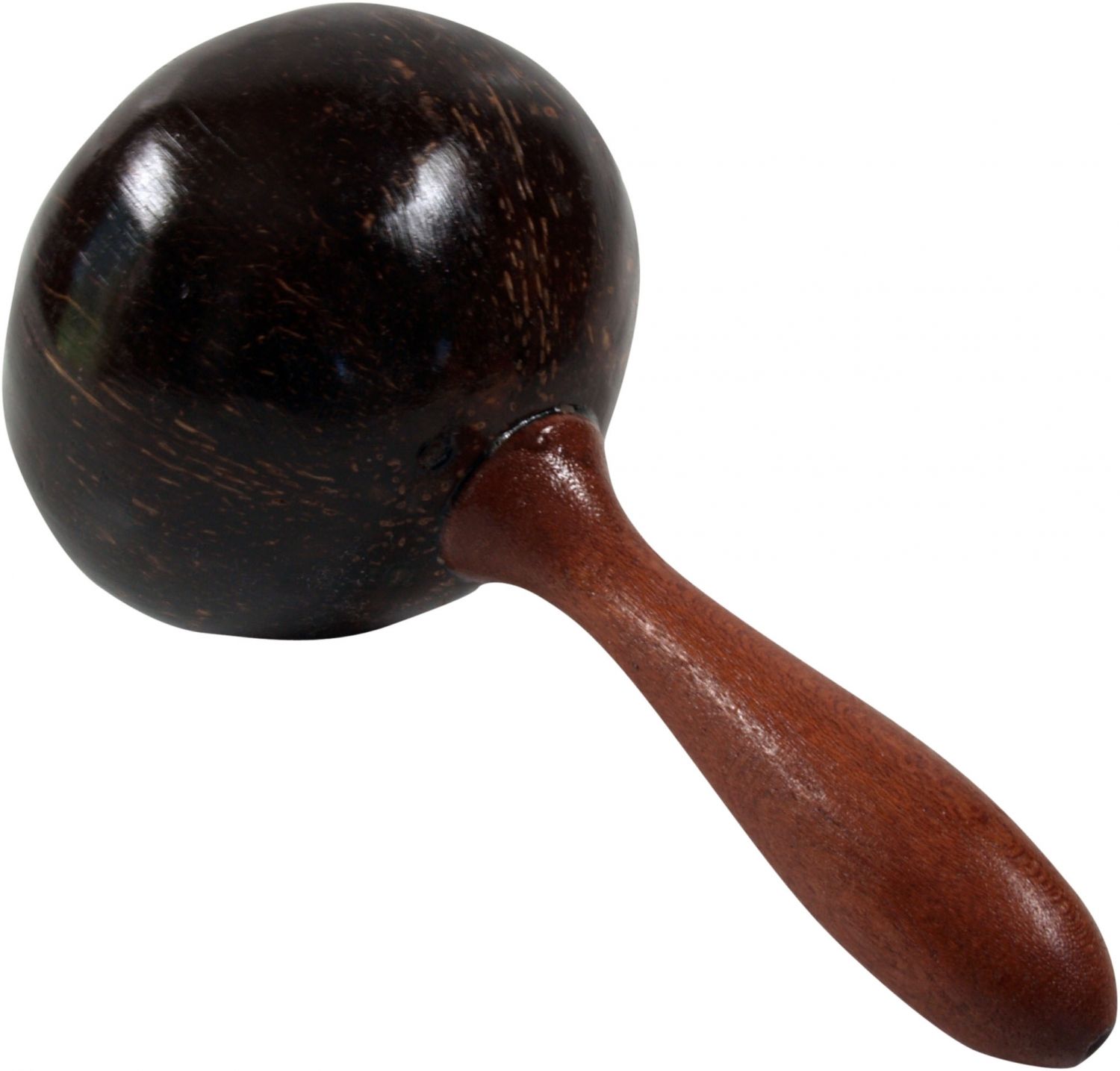 Drewniany instrument muzyczny, rytmiczny instrument perkusyjny, ręcznie robiony - grzechotka kokosowa