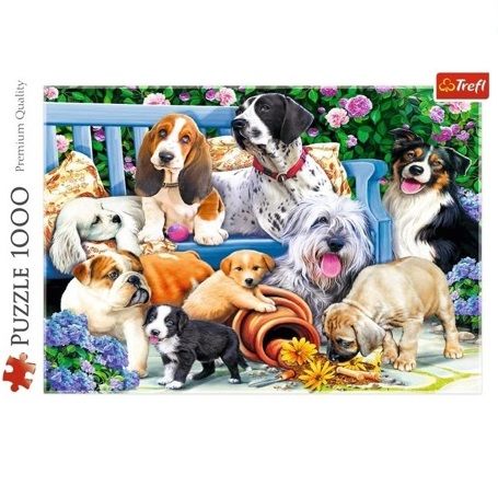Puzzle 1000 Psy w ogrodzie TREFL