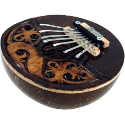 Drewniany instrument muzyczny, instrument perkusyjny do rytmu muzycznego, ręcznie wykonany z kokosa - Kalimba 3 - 7x14x14 cm ?14 cm